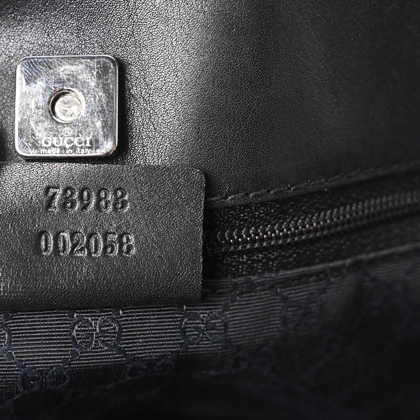 Denim Calfskin Web Tote Black