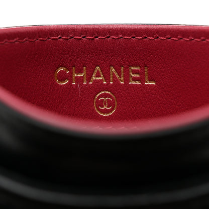 Chanel Shiny Goatskin Quilted Chanel 19 Card Holder Black 6 of 8