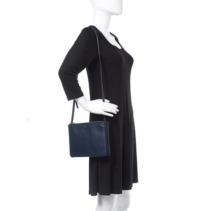 Celine Lambskin Small Trio Crossbody Bag Abyss Blue 2 of 10