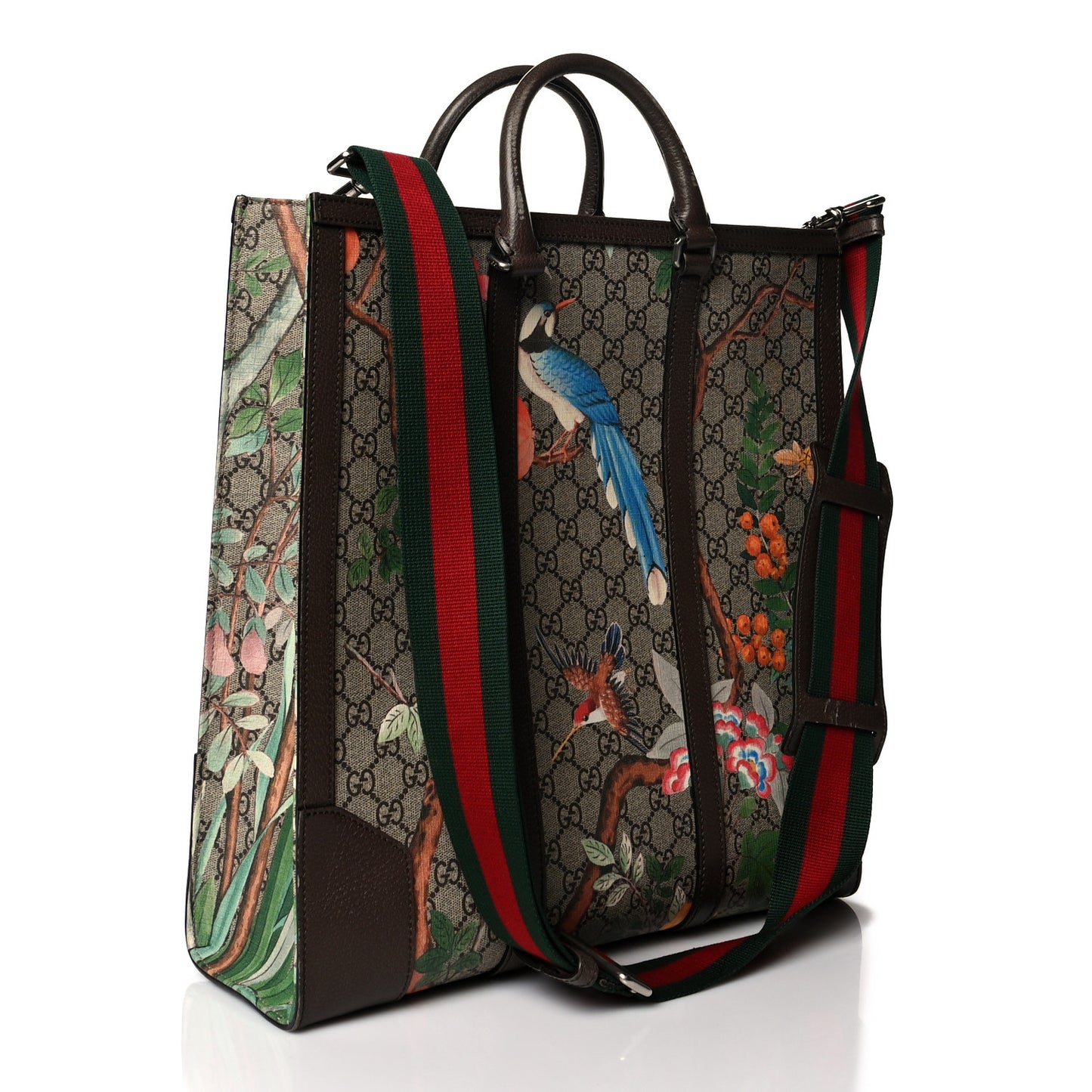 GG Supreme Monogram Tian Web Vertical Tote Beige Multicolor New Acero