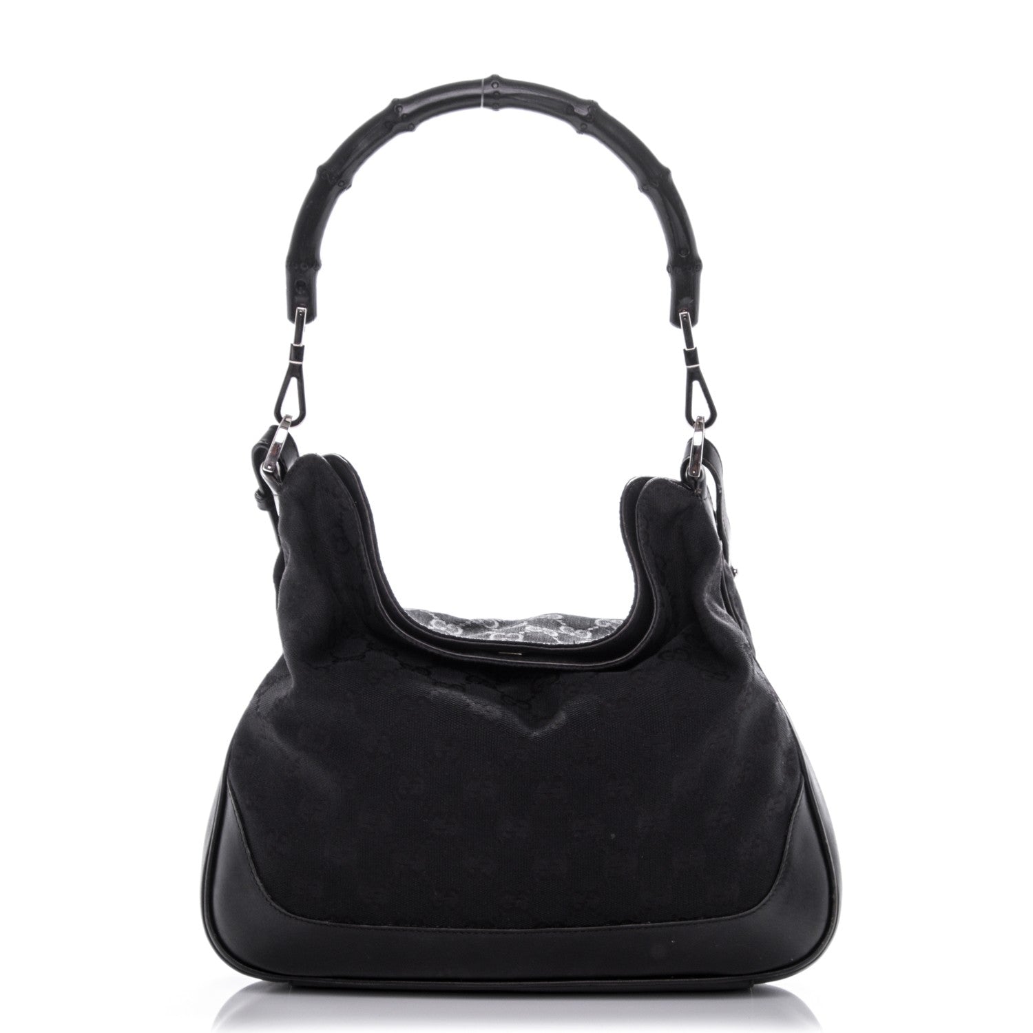 Gucci Monogram Bamboo Top Handle Bag Black 1 of 7