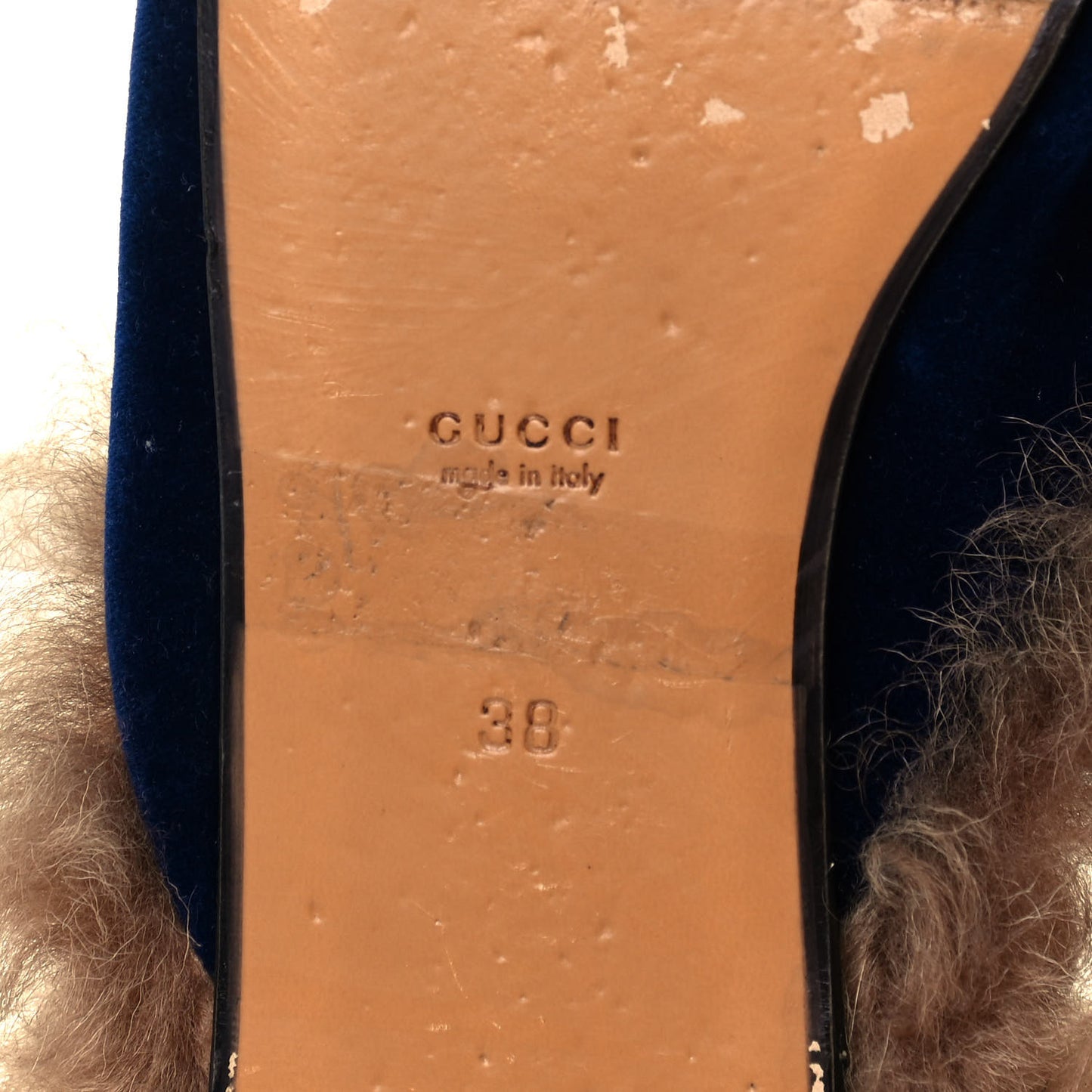 Velvet Fur Womens Princetown Slippers 38 Cobalt Blue