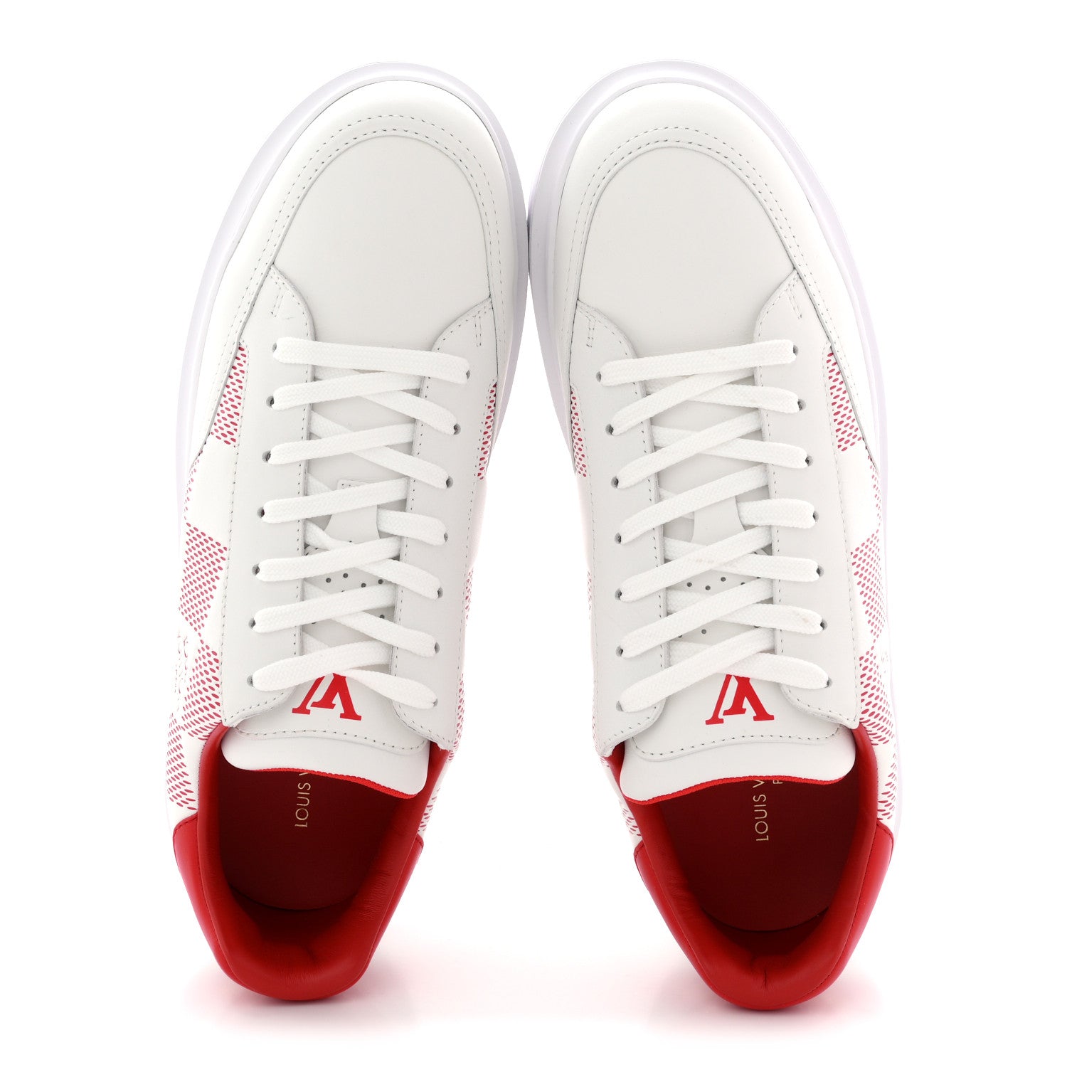 Louis Vuitton Damier Calfskin Mens Beverly Hills Sneakers 8 White Rouge 2 of 9
