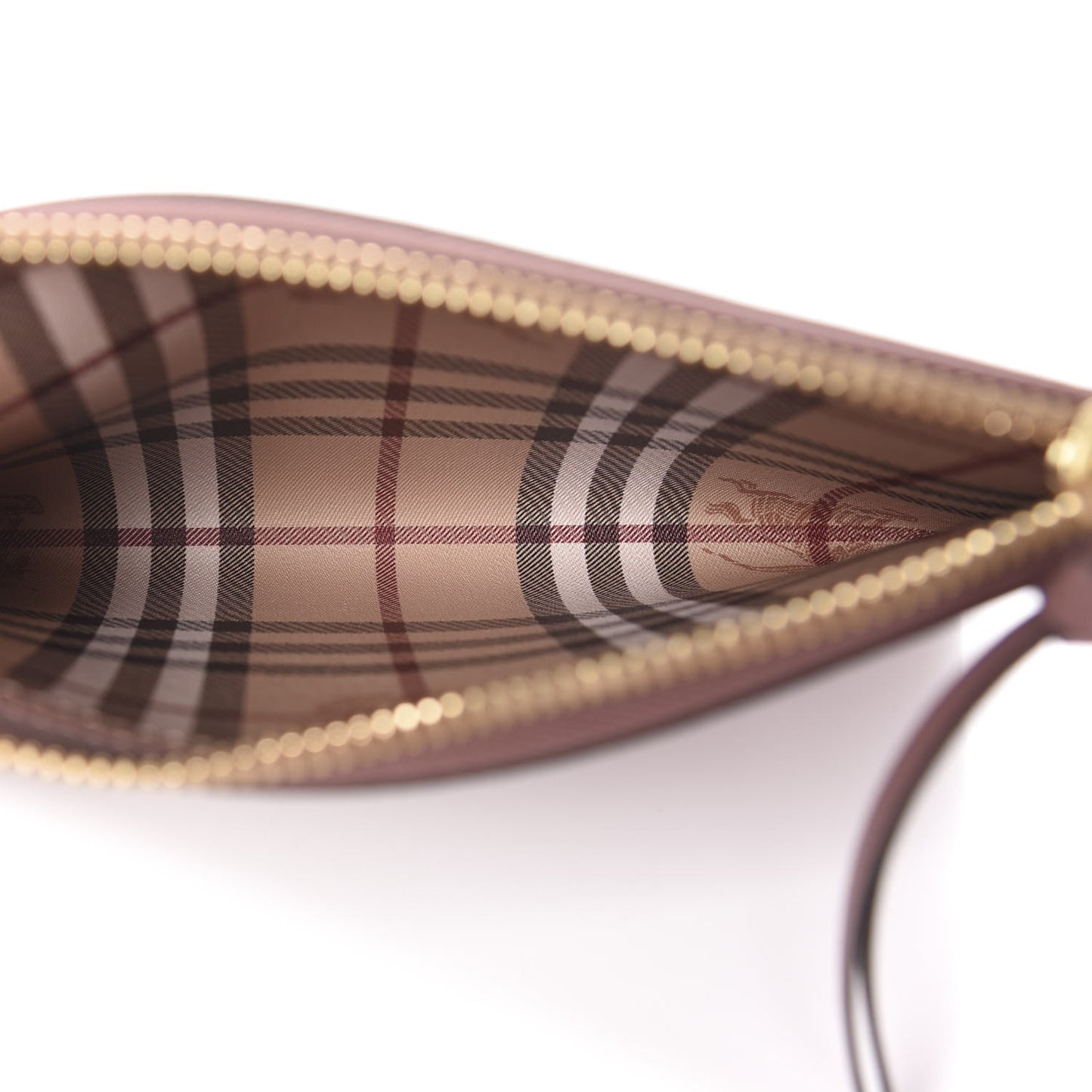 Grainy Calfskin Haymarket Check Zip Pouch Light Elderberry