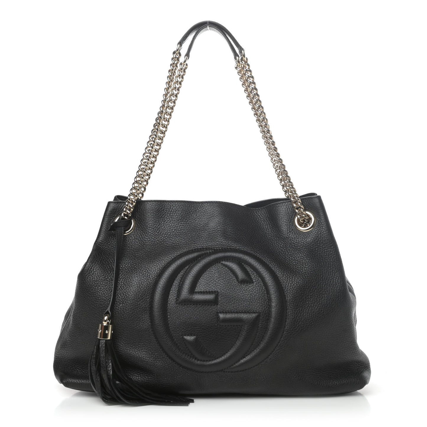 Pebbled Calfskin Medium Soho Chain Shoulder Bag Black