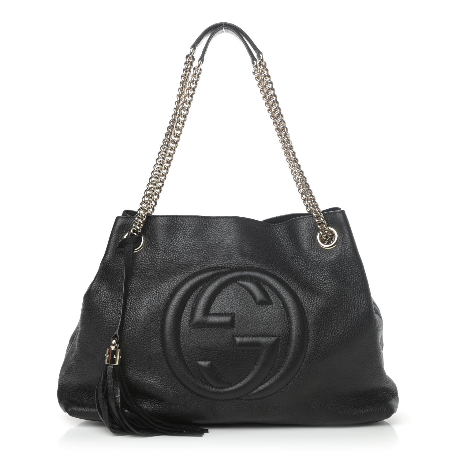 Gucci Pebbled Calfskin Medium Soho Chain Shoulder Bag Black 1 of 4