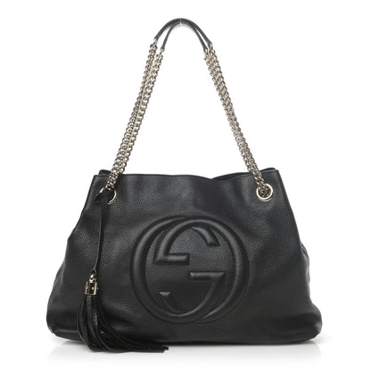 Gucci Pebbled Calfskin Medium Soho Chain Shoulder Bag Black 1 of 4
