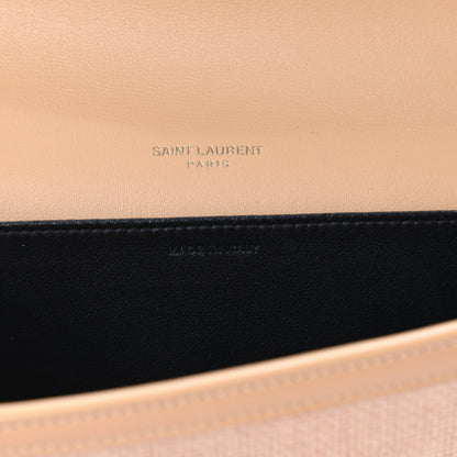 Saint Laurent Micro Raffia Monogram Uptown Chain Wallet Natural Hay Blush 7 of 9