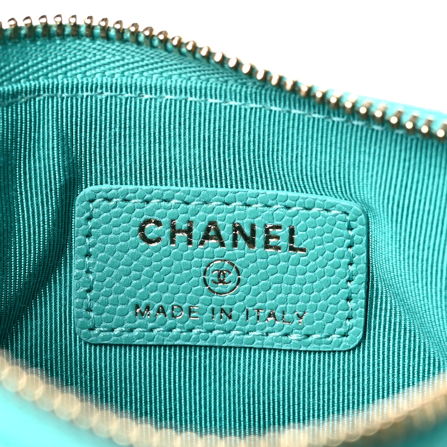 Caviar Quilted Small Cosmetic Case Turquoise