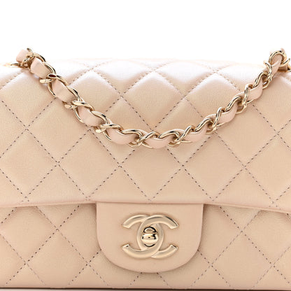 Chanel Iridescent Calfskin Quilted Mini Rectangular Flap Beige 8 of 10