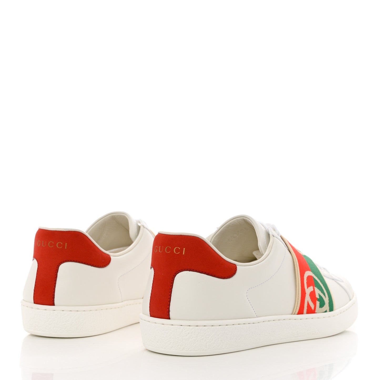 Calfskin Web Interlocking G Mens Ace Sneakers 8.5 White