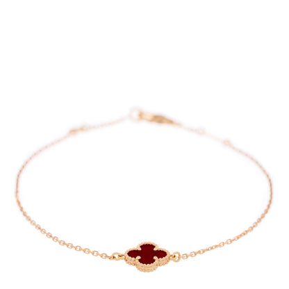 Van Cleef & Arpels 18K Rose Gold Carnelian Sweet Alhambra Bracelet 2 of 6