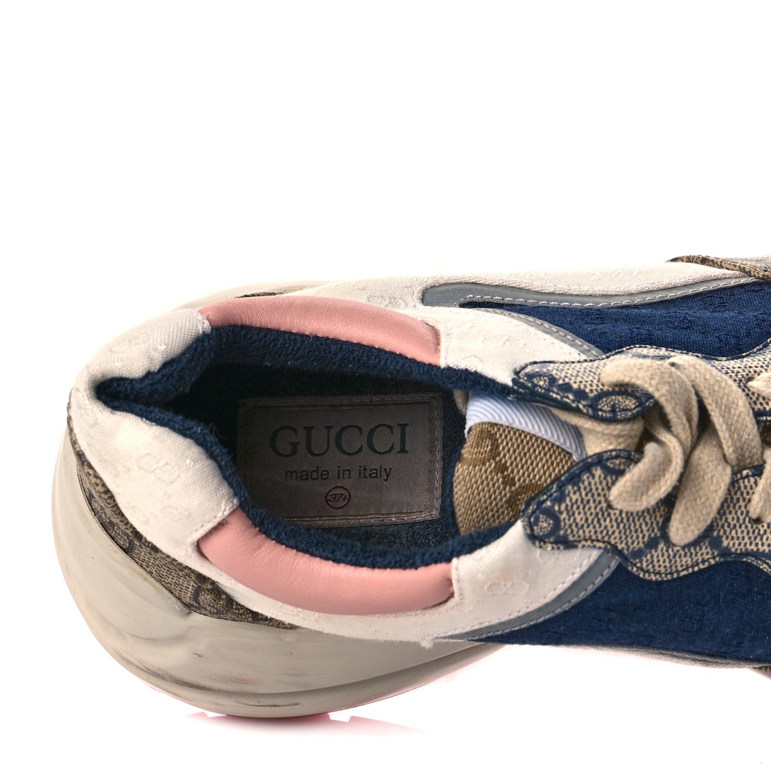 Gucci GG Supreme Monogram Mix Monogram Womens Rhyton Sneakers 36 London Blue Beige Pale Pink 7 of 15