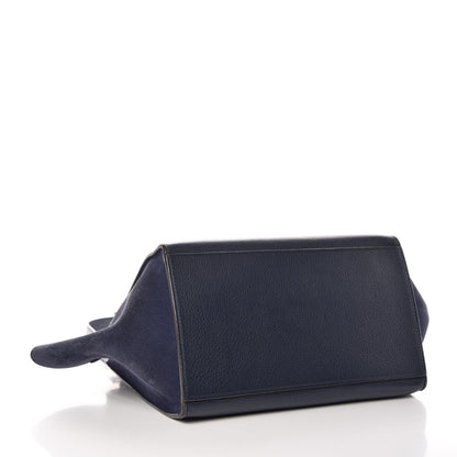 Celine Drummed Calfskin Suede Medium Trapeze Navy 5 of 9