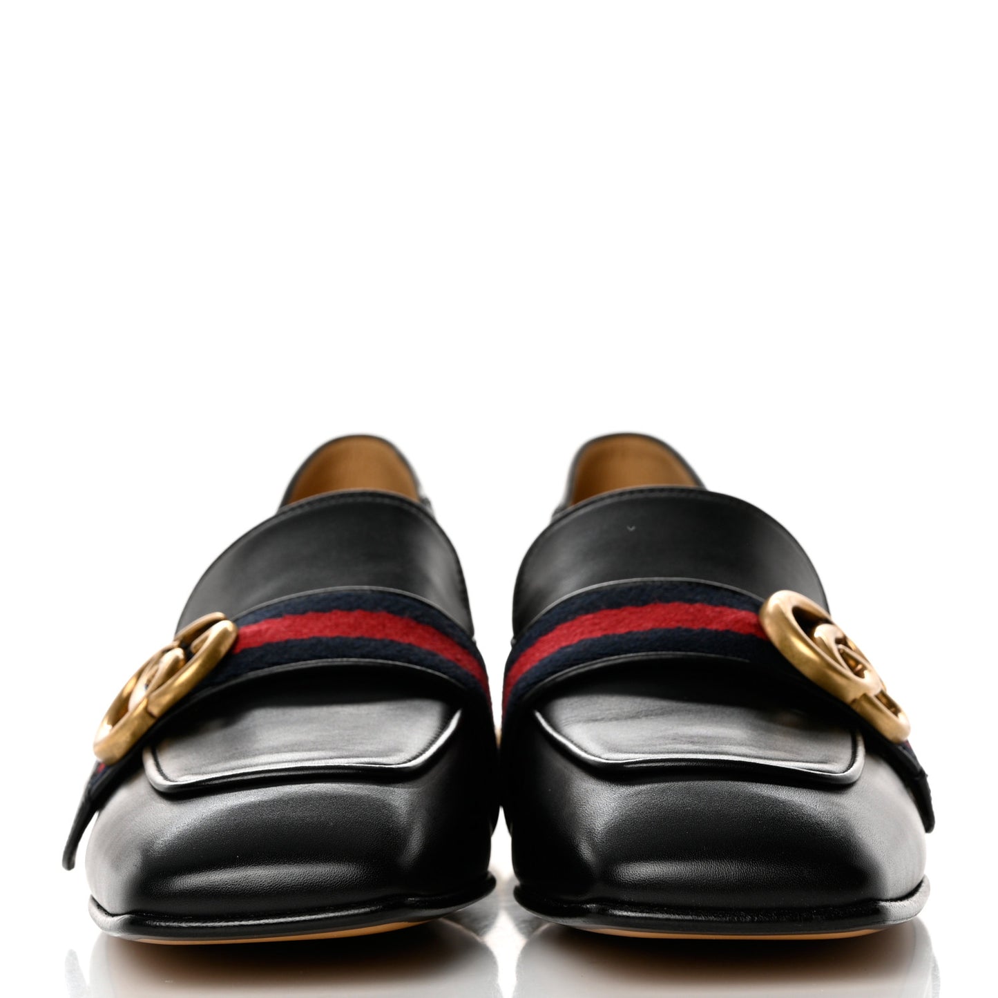 Betis Glamour Calfskin Web Pearl Embellished Peyton 35mm Loafer Pumps 36.5 Black