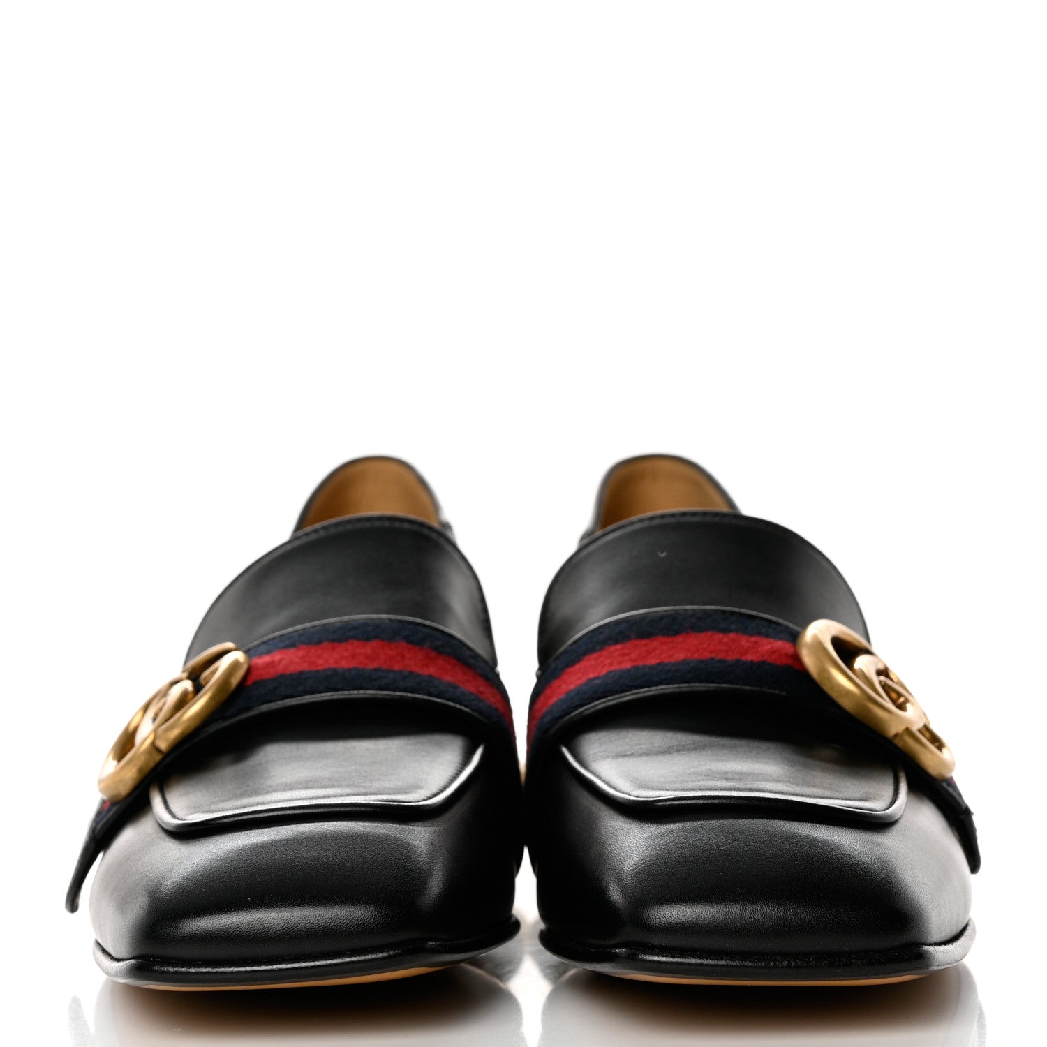 Gucci Betis Glamour Calfskin Web Pearl Embellished Peyton 35mm Loafer Pumps 36.5 Black 2 of 9