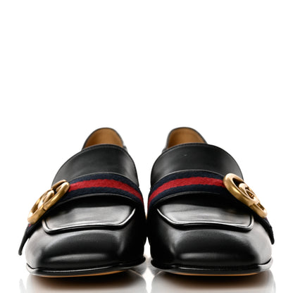 Gucci Betis Glamour Calfskin Web Pearl Embellished Peyton 35mm Loafer Pumps 36.5 Black 2 of 9