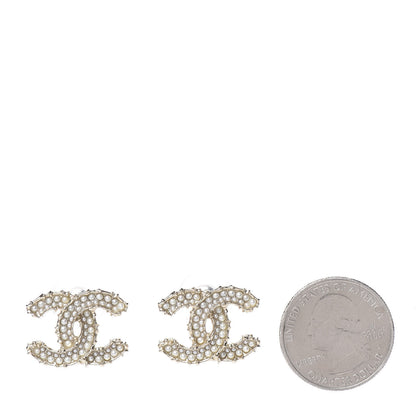 Chanel Pearl CC Camellia Express Stud Earrings Gold 2 of 5