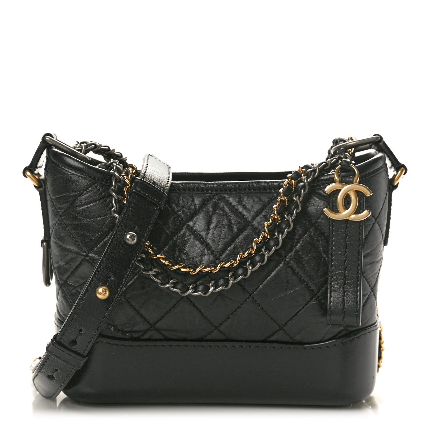 Chanel Aged Calfskin Quilted Small Gabrielle Hobo Black 1 of 10