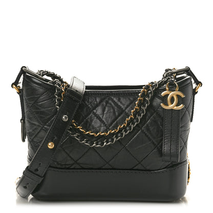 Chanel Aged Calfskin Quilted Small Gabrielle Hobo Black 1 of 10