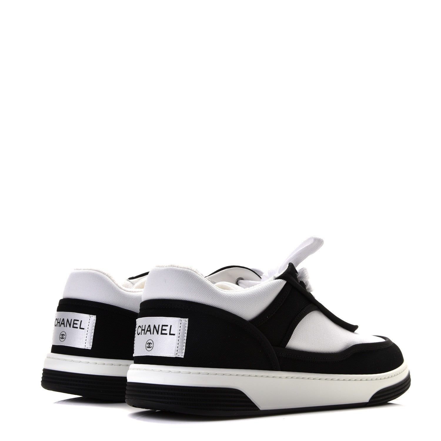 Chanel Fabric Womens Logo Sneakers 41 Black White 3 of 10