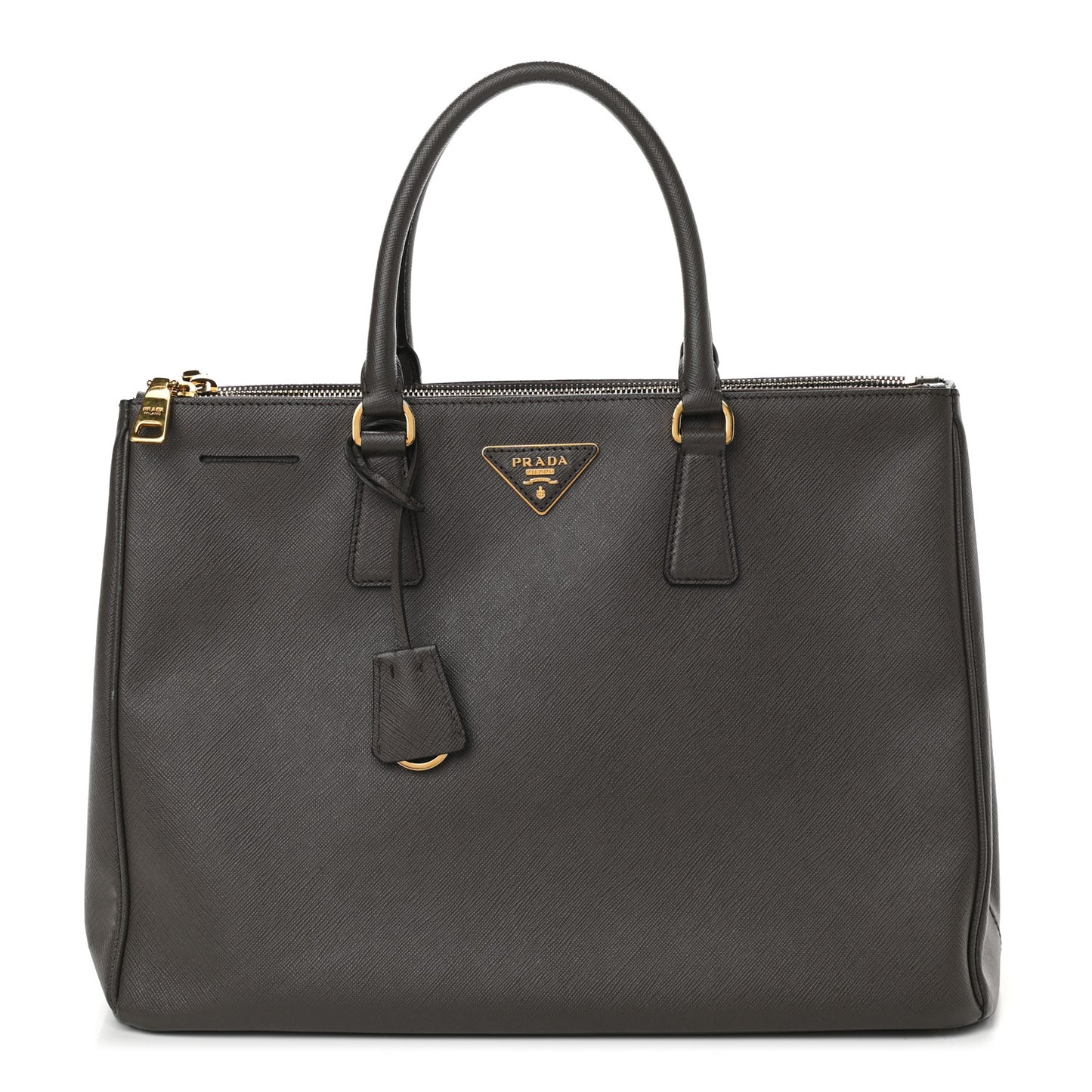Saffiano Lux Large Galleria Double Zip Tote Grafite
