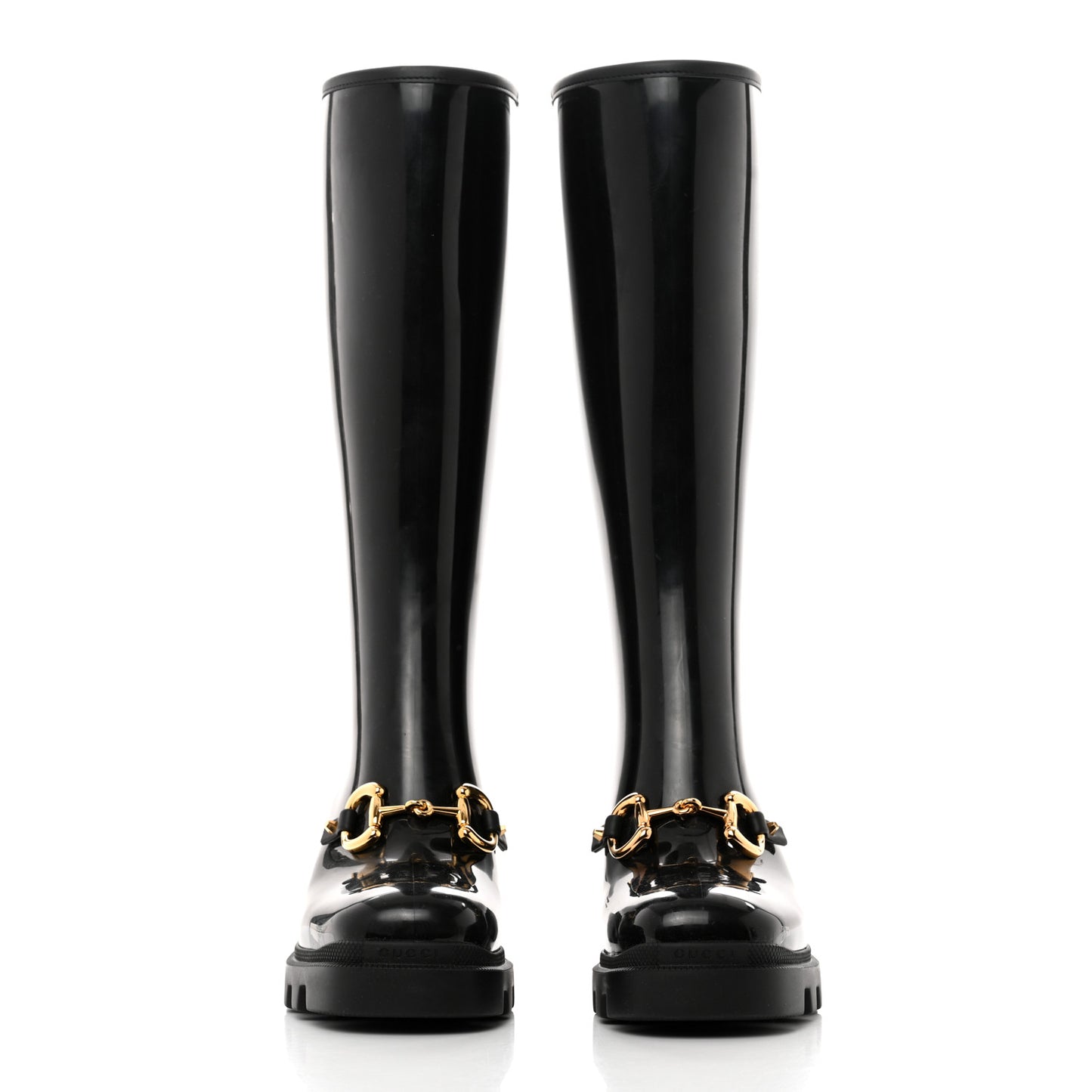 Rubber Horsebit Knee High Boots 39 Black