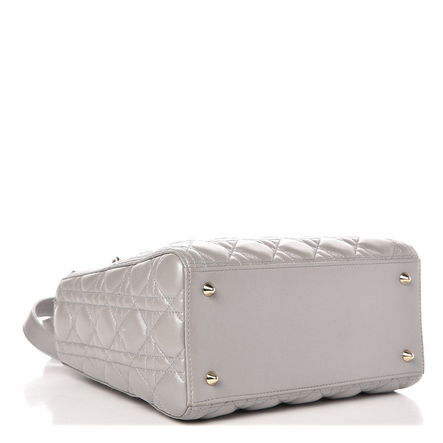 Pearly Lambskin Cannage Medium Lady Dior Grey