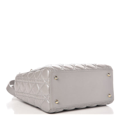 Christian Dior Pearly Lambskin Cannage Medium Lady Dior Grey 5 of 11