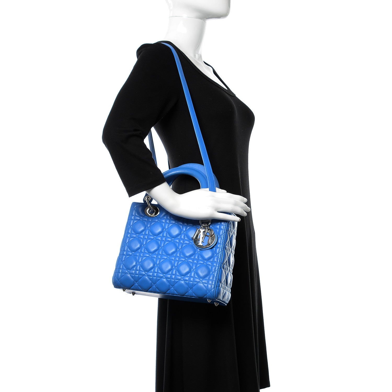 Christian Dior Lambskin Cannage Medium Lady Dior Blue Persan 2 of 11