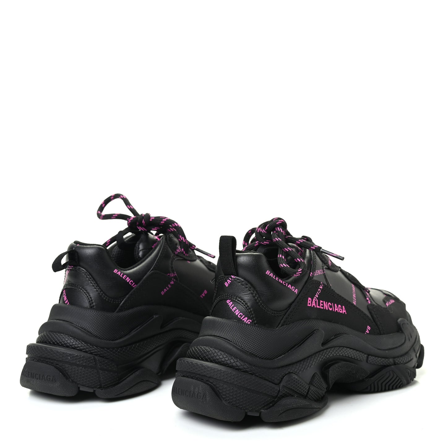 Technical Fabric Allover Logo Womens Triple S Sneakers 37 Black Pink