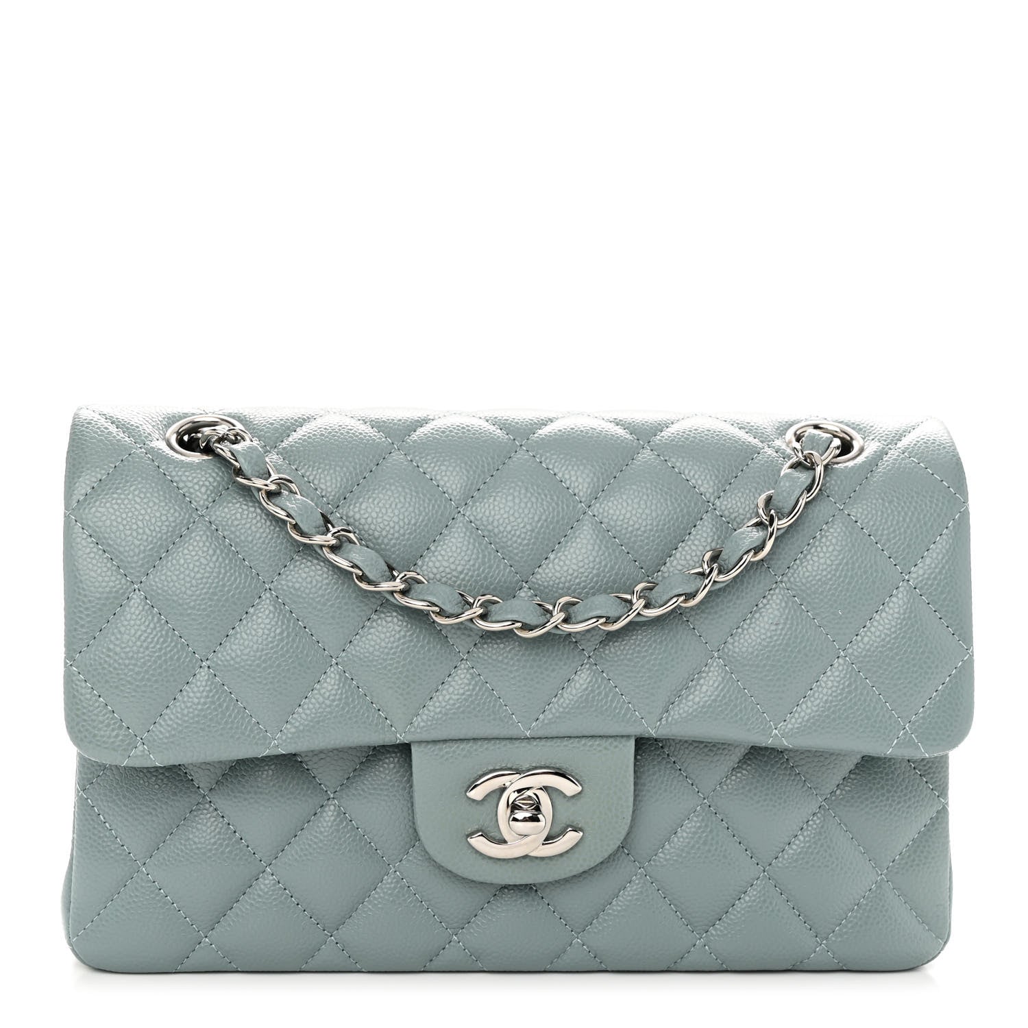 Chanel Caviar Quilted Small Double Flap Light Blue 1 of 10