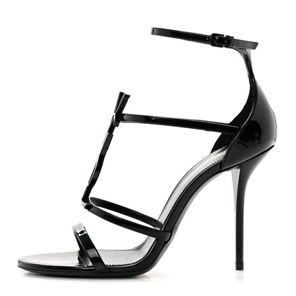 Saint Laurent Patent Cassandra 100 Sandals 37.5 Black 1 of 8