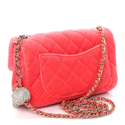Chanel Velvet Quilted Mini Rectangular Pearl Crush Flap Coral 2 of 8