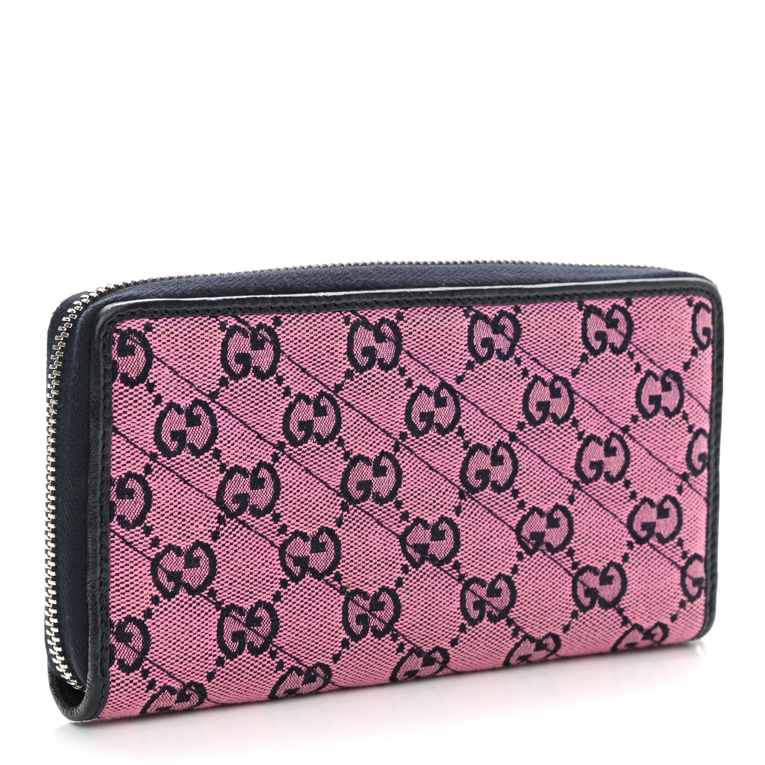 Gucci Monogram Multicolor Matelasse Diagonal GG Marmont Zip Around Wallet Pink Blue 3 of 7