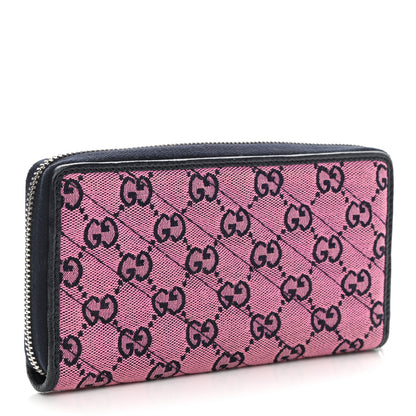 Gucci Monogram Multicolor Matelasse Diagonal GG Marmont Zip Around Wallet Pink Blue 3 of 7