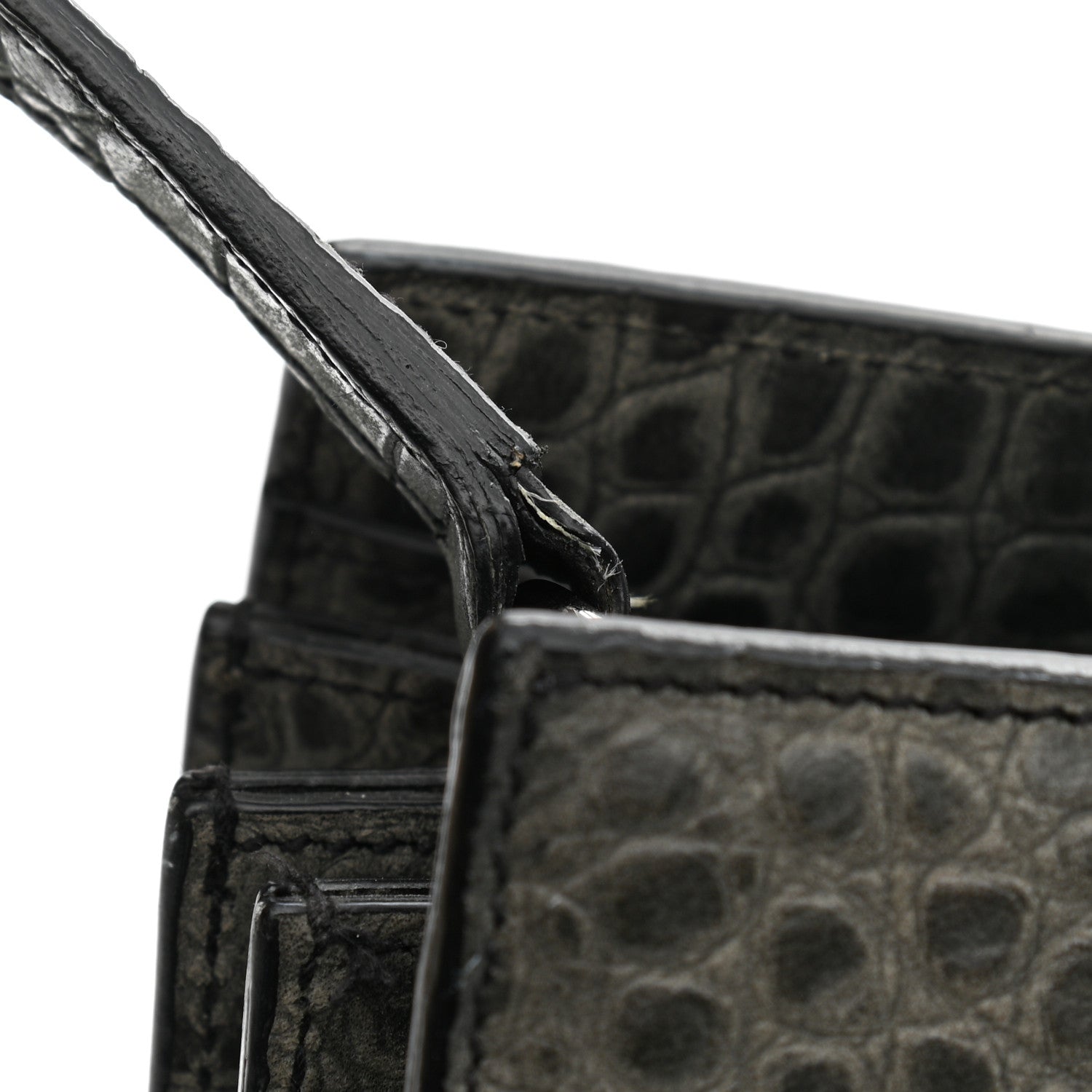 Saint Laurent Calfskin Crocodile Embossed Small Sac De Jour Fog 10 of 22