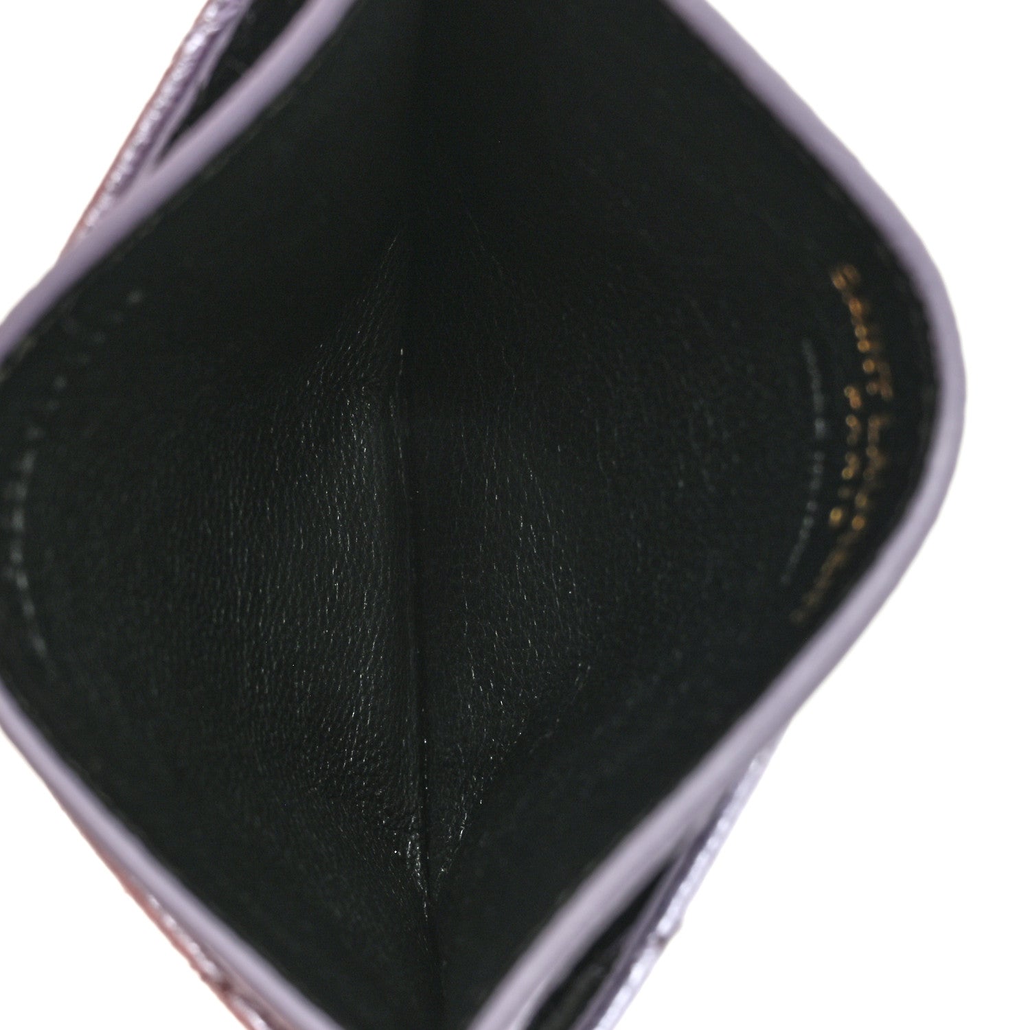 Saint Laurent Metallic Crackled Calfskin Matelasse Chevron Monogram Credit Card Case Silver 5 of 9