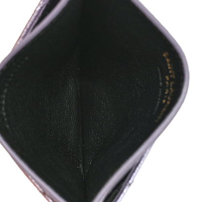 Saint Laurent Metallic Crackled Calfskin Matelasse Chevron Monogram Credit Card Case Silver 5 of 9