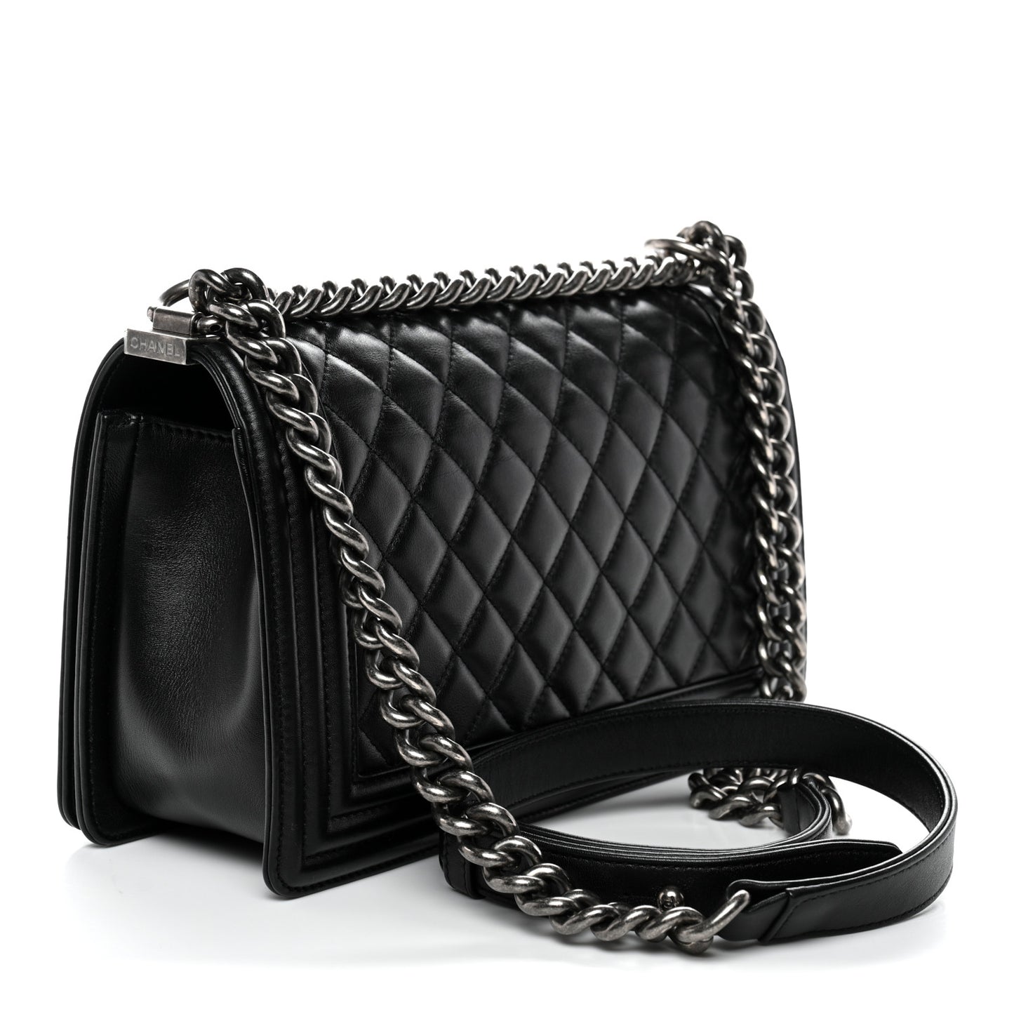 Lambskin Quilted Medium Boy Flap Black