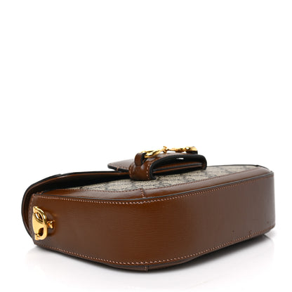 Gucci GG Supreme Monogram Azalea Calfskin Web Mini Horsebit 1955 Shoulder Bag Beige Ebony Brown Sugar 4 of 9