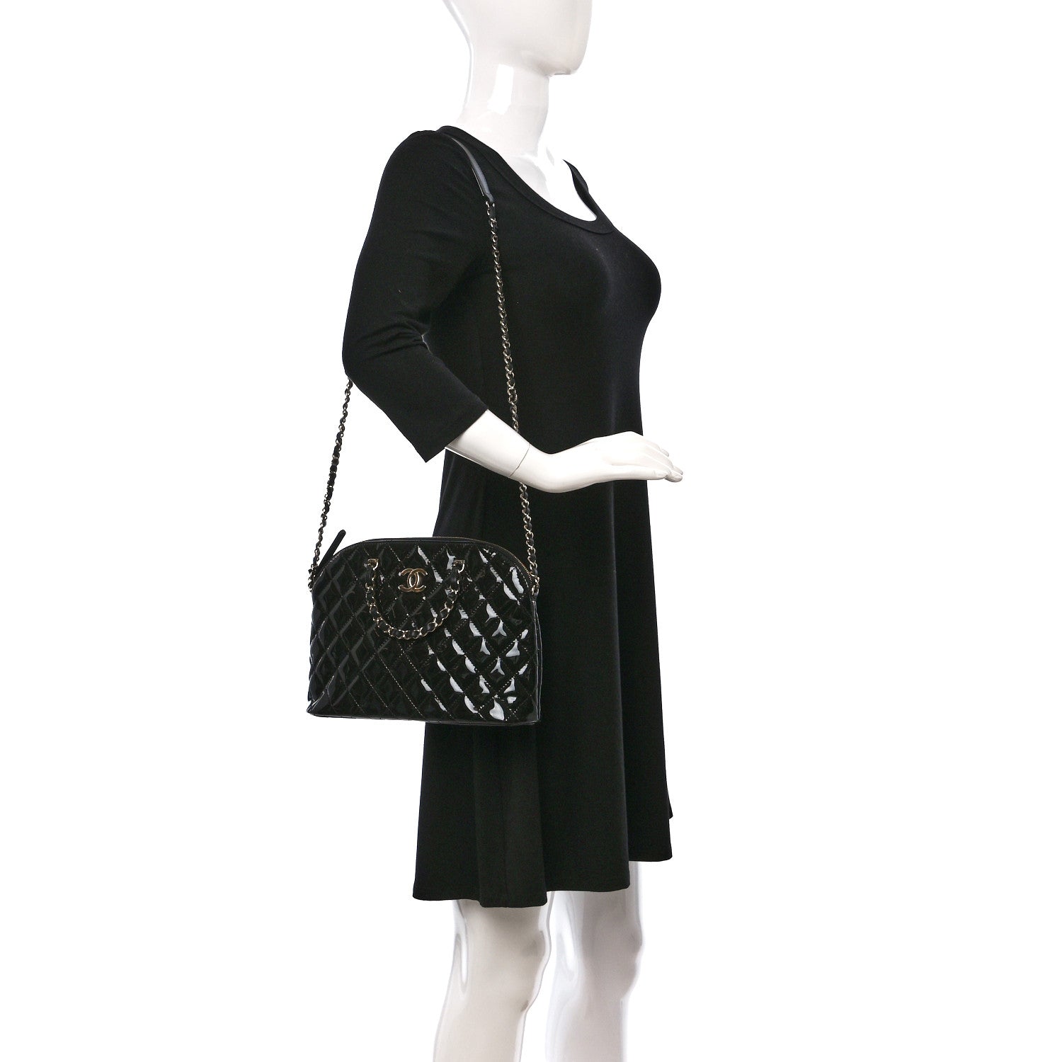 Chanel Patent Quilted Shiny Coco Small Shopping Bag Black 2 of 9