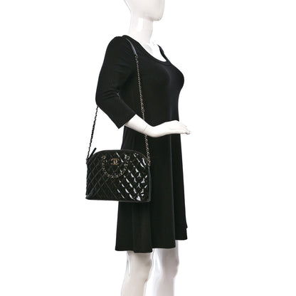 Chanel Patent Quilted Shiny Coco Small Shopping Bag Black 2 of 9