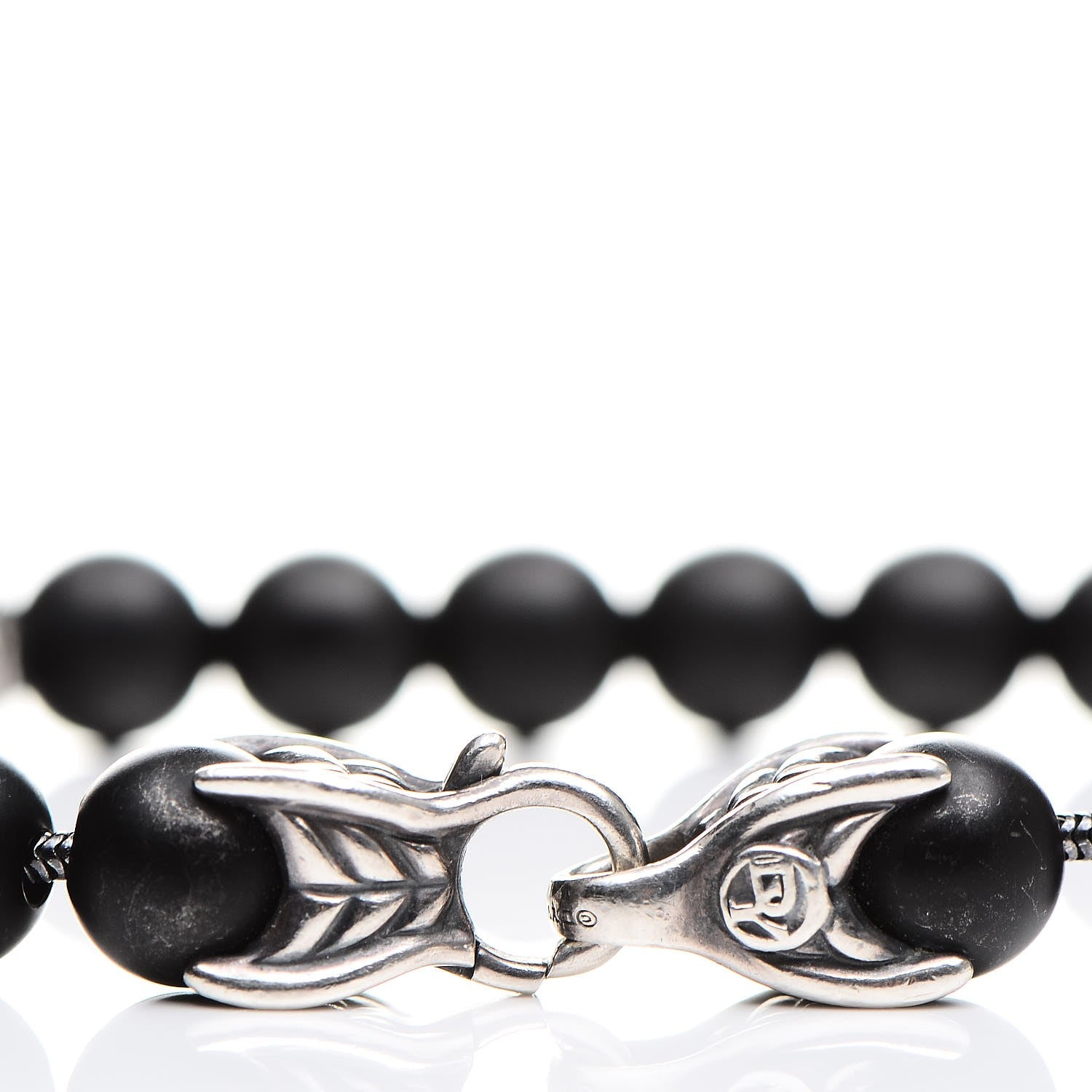 David Yurman Sterling Silver Diamond Black Onyx 8mm Spiritual Beads Bracelet 5 of 5