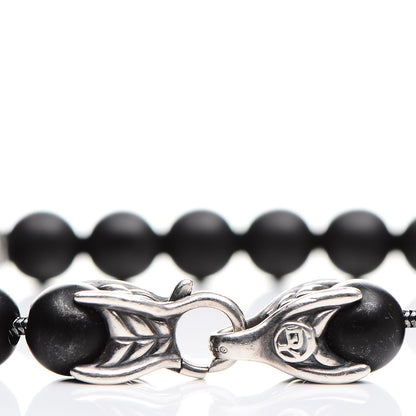 David Yurman Sterling Silver Diamond Black Onyx 8mm Spiritual Beads Bracelet 5 of 5