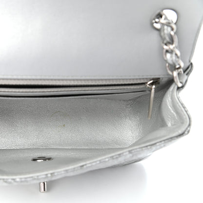 Chanel Patent Metallic Crumpled Calfskin Chevron Quilted Mini Rectangular Flap Silver 6 of 11