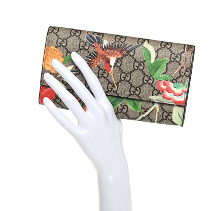 Gucci GG Supreme Monogram Tian Continental Wallet Beige Multicolor Red 2 of 7