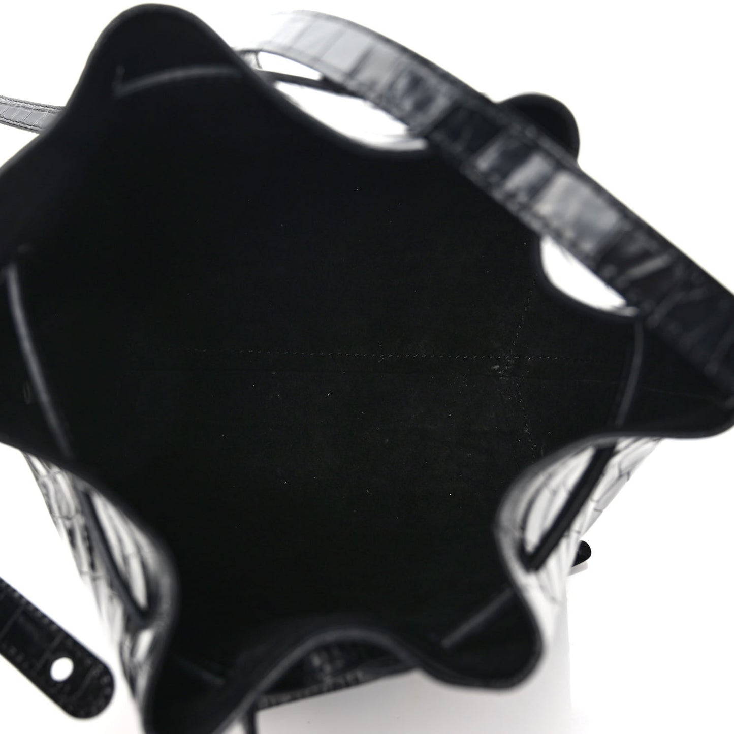 Crocodile Embossed Bucket Bag Black