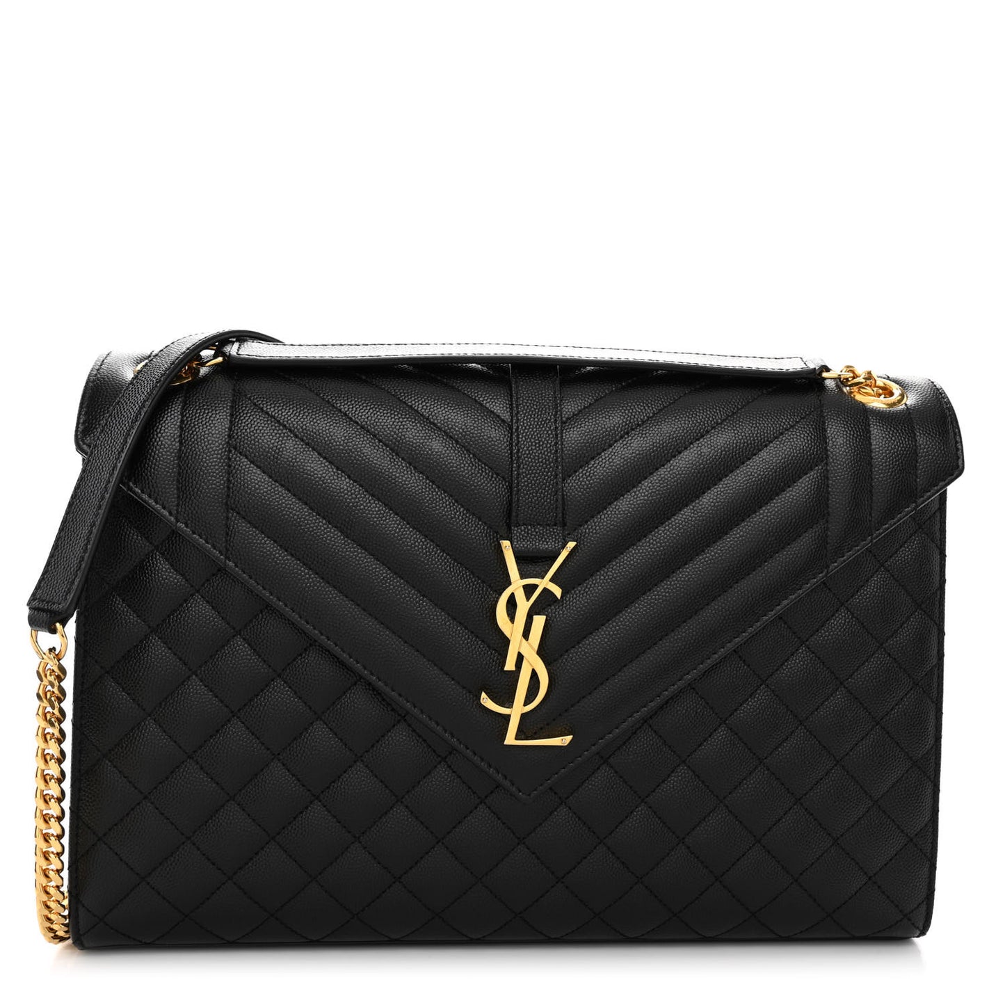 Grain De Poudre Textured Mixed Matelasse Large Triquilt Monogram Satchel Black