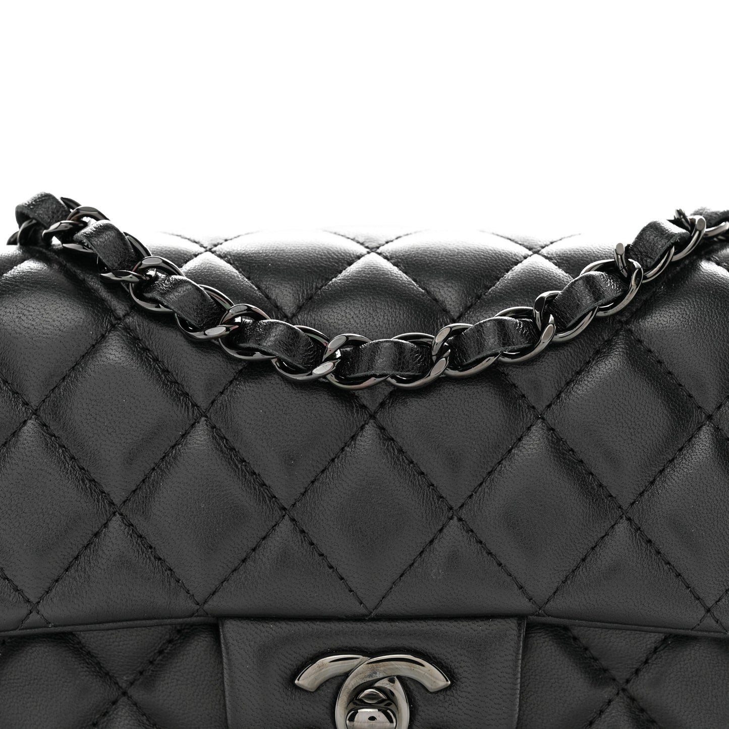 Lambskin Quilted Mini Rectangular Flap So Black